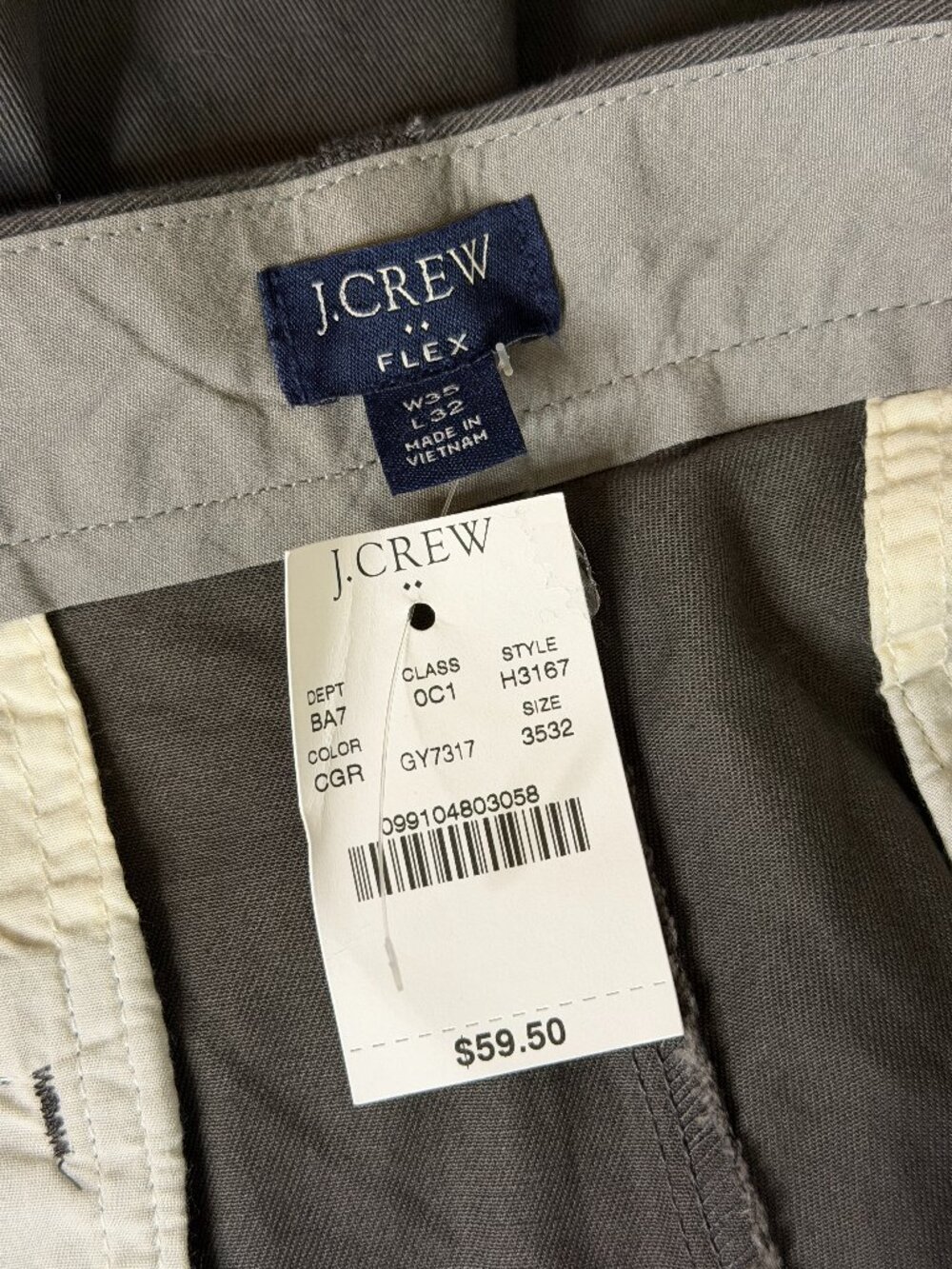 J Crew Factory Flex Slim Pants Chinos Mens Gray 35 x 32 NWT - Picture 5 of 8